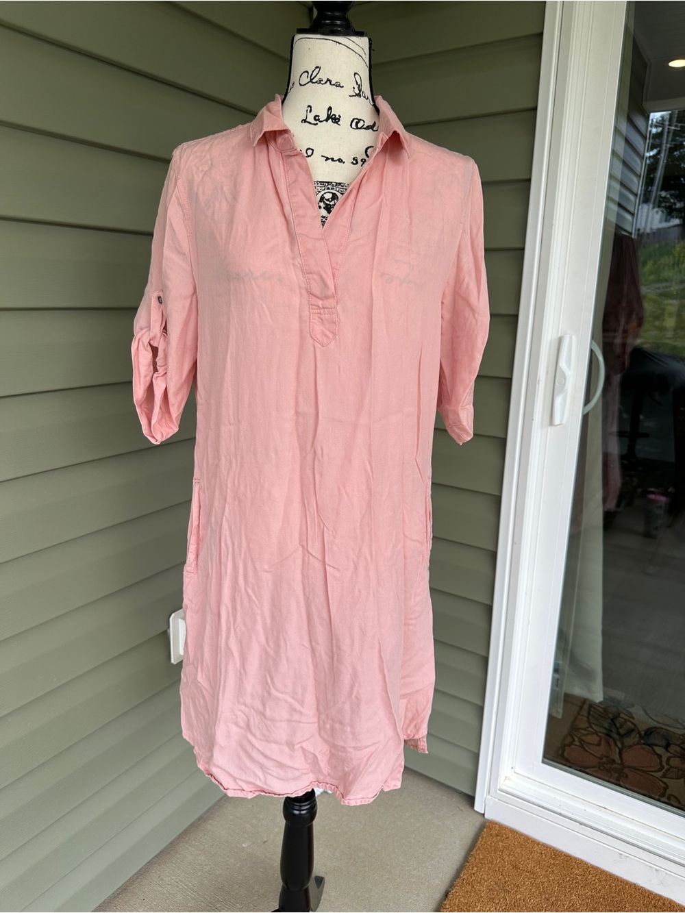 Andrea Jovine Women's Light Pink/Peach Collared Tunic Dress size Med